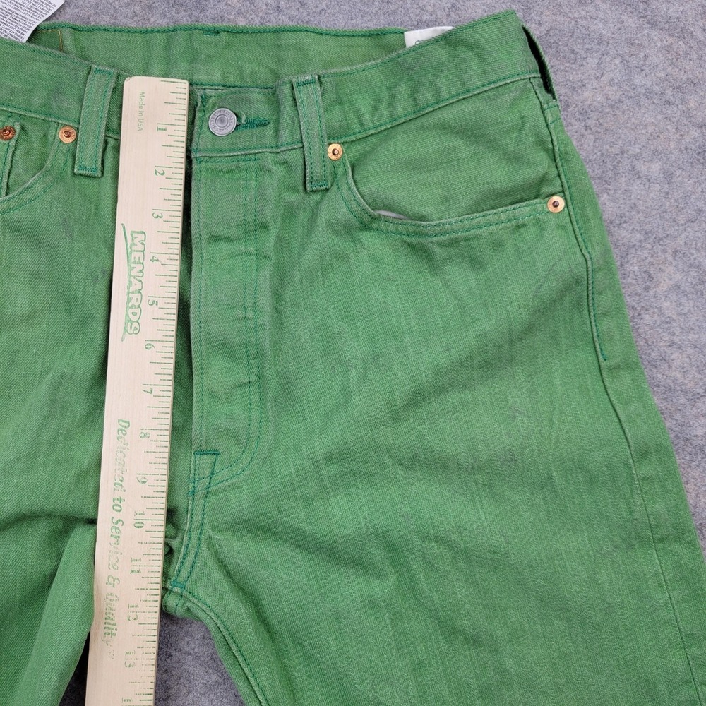 Levis 501 Jeans Mens 34x34 Green Regular Straight Button Fly Denim Pants Casual - Picture 4 of 10